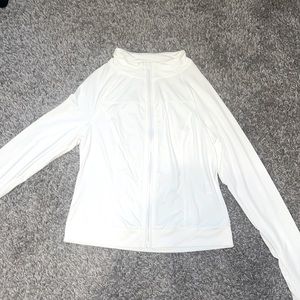 Shein athletic zip up jacket long sleeve white